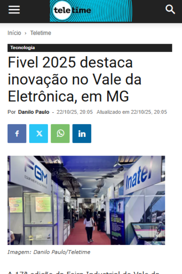Fivel 2025 destaca inovação no Vale da Eletrônica, em MG
